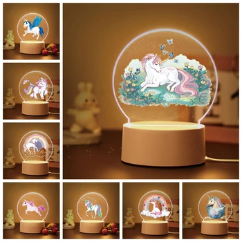 1 gab karstā Gudrs unicorn Bērnu Guļamistaba Dekori 3D Lampas, 3D Nakts Gaisma Ar Kreka Basebirthday Dāvanu