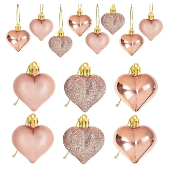24Pcs Rose Gold Valentīna Diena Sirds Formas Rotājumi Sirds Formas Nieciņiem Rotājumi Mājām, Kokā Karājās Rotājumi