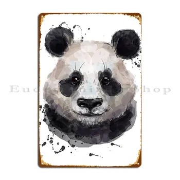 Akvarelis Panda Bear Metāla Zīmju Sienas Cave Puse Izveidot Iespiests Plāksnes, Skārda Parakstīt Plakātu