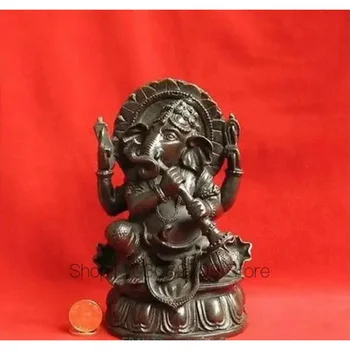 Cilšu Hindu bronzas Ganapati Ganesh Ganeša ragu Statuja 6