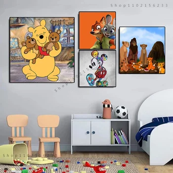 Disney Filmu Sērijas Mickey Mouse The lion king Audekla, Gleznas pie Sienas, Mākslas Attēlus, Plakāti un Izdrukas Bērnu Istabas Mājas Dekoru