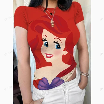 Disney Princess Drukāt Apģērbs, T-Krekls Sievietēm Vintage T Krekls 2023 Ikdienas Anime, Top Tees T Krekls Manga Sievietēm Sieviešu Grafiskais Tee