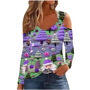 Gadījuma Pie Pleca Dot drukas T Krekls Sievietēm 2023 Gadījuma garām Piedurknēm Tees Rudens Ziemas Zaudēt 3D Topi dāmas drēbes