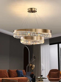 Jaunas Ielidošanas Nerūsējošā tērauda kristāla lustra dzīvojamā istabā minimālisma gaismas luksusa atmosfēru Ziemeļvalstu ēdamistaba lampas