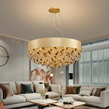Jaunu dizainu mūsdienu kristāla lustras par viesistaba luksusa zelta karājas gaismas armatūra, ēdamistaba, guļamistaba led cristal spīdumu