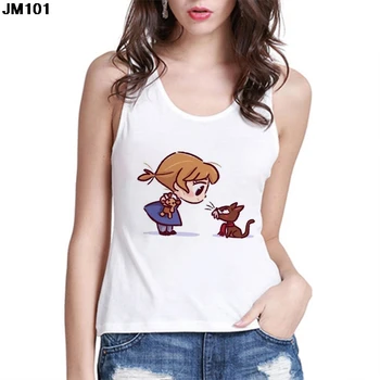 Modes Princese Kawaii Drukāt Harajuku Kamzolis T Sievietēm Smieklīgi Karikatūra Vestes T-krekls Modes Sieviešu Topi bez Piedurknēm Tee