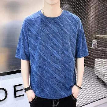 Modes vienkrāsainu Zaudēt korejas T-Kreklu apdruka Vīriešu Apģērbs 2023 Vasarā Jaunu Gadījuma Džemperi, Topi ar Īsām Piedurknēm Visu maču Tee Krekls