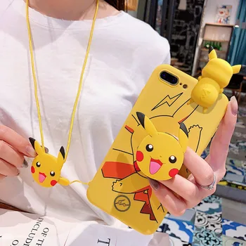 Pokemon Pikachu Telefonu Gadījumā Ar Virves Turētājs Samsung Galaxy A30 A50 A12 A13 A14 A53 A51 A71 A54 A32 A23 A33 A73 A34 A03 A04
