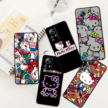 Sanrio Hello Kitty Multfilmas Par Xiaomi Mi 13 12T 12 11T 11es 11 A3 10T 10 CC9E 9 Pro Lite Ultra 5G Melnais Tālrunis Lietā