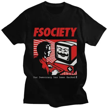 Smieklīgi Mr Robots Grafiskais T Krekls Vīriešiem FSociety Kokvilnas O-veida Kakla T-krekls F Sabiedrības Hakeris Geek Īsām Piedurknēm T-krekli Streetwear Unisex