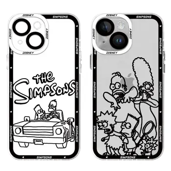 Telefonu Gadījumā par Apple iPhone 14 Plus 8 11 Pro SE 13 Pro Max XR 12 Mini X XS 7 6s 13 Segtu Būtiska Simpsons Skaidrs, Silikona