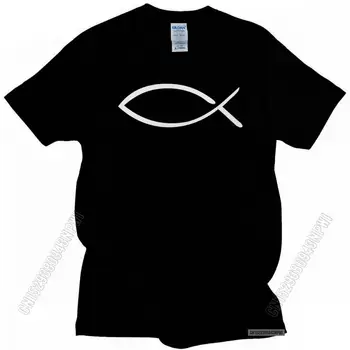 Unikālo Vīriešu Jēzus Zivju T O-veida Kakla Pilsētas Vienādus T-Krekls Kokvilnas T Krekls Vasaras Kristīgo t-veida Topi Loose Fit Apģērbi