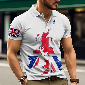 Vienkāršs Vīriešu PoloShirt British American Iespiesti Vīriešu Apģērbu Ikdienas Iela Augšā T-krekls Zaudēt Vasaras Modes Gadījuma Īsām Piedurknēm