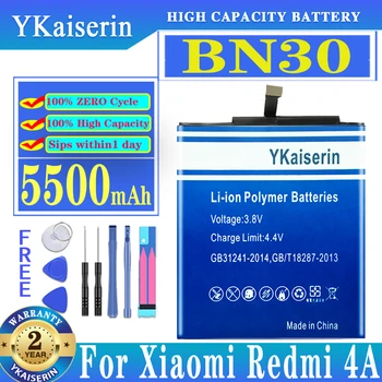 YKaiserin Par Xiao Mi BN30 BN 30 BN-30 5500mAh Par Xiaomi Redmi 4A Akumulatora Batterij Par Redrice Hongmi Bateria Sliežu ceļu Skaits