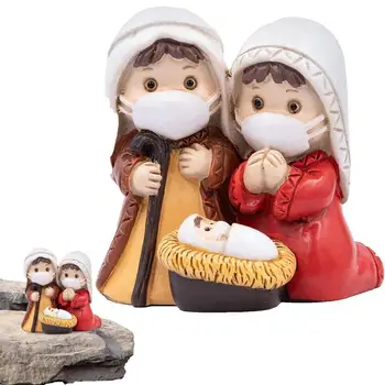 Ziemassvētku kristus dzimšanas Uzstādīt Sveķu materiāls Kristiešu Ziemassvētku Dekori Silītē Figūriņas Uzstādīt Sveķu Statuja Rotājumu Katoļu Baznīca