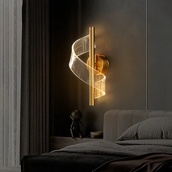 1 gab., LED Sienas Lampa Spirāli, Iekštelpu Apgaismojums Zelta Mājās Gultas dzīvojamo Istabu, Koridora Dekoratīvās Sienas Lampas