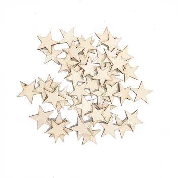 100gab 10mm Koka Zvaigznes Šķēles, Koka Zvaigžņu Izrotājumu Koka Star Formas Frāzes Kāzu svinības DIY Amatniecības Galda Dekorēšana