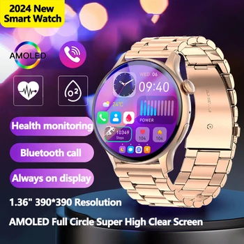 2023 Bluetooth Zvanu Sievietes Smart Skatīties AMOLED skārienekrānu Fitnesa IP68 Ūdensnecaurlaidīga Vīriešiem Smartwatch Dāmu Pulkstenis + kaste Android vai IOS