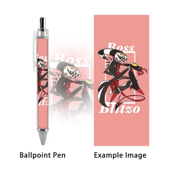 2GAB Helluva Boss Lodīšu Pildspalvu Boss Blitzo Kawaii Anime Filmu Black Uzpilde, Kancelejas Rakstot Caneta Skolas Piederumi Students