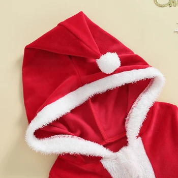 2gab Jaundzimušais s Ziemassvētku Elf Tērps ar garām Piedurknēm Jumpsuit Romper Cepuri Santa Tērpušies Apģērbu Komplekts