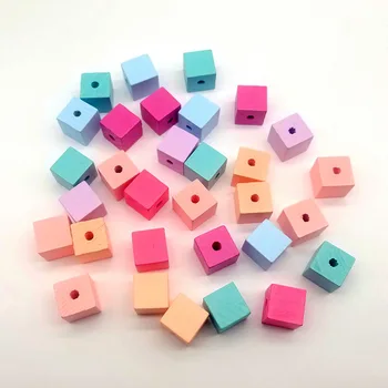 30PCS/daudz 15mm Candy Krāsas Kvadrātveida Koka Krelles Distances Dobi Krelles DIY Amatniecības Apģērbu Dekori Neckles Roku darbs