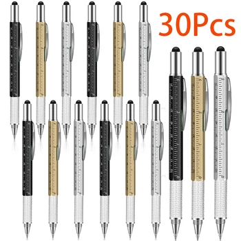 30Pcs Multitool Pildspalvu 6 in 1 Multitool Pildspalvas ar Lineālu & Plakano Skrūvgriezi Daudzfunkcionāls Metāla Lodīšu Pildspalvas Atdzist Sīkrīku Vīriešiem