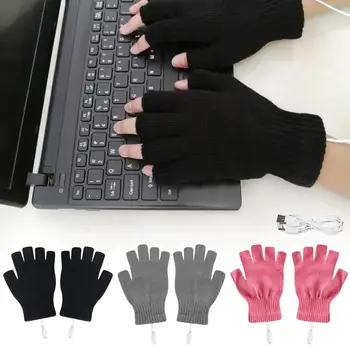 Apsildāmi Fingerless Cimdi Uzlādes Trikotāžas Pusi-Pirkstu Cimdi, Adīti Klēpjdatoru Saglabāt Silti Cimdi USB Elektriskā Apkure Cimdi