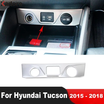 Auto piepīpētāja Panelis USB Pieslēgvietas Vāciņš Melns Par Hyundai Tucson 2015 2016 2017 2018 Nerūsējošā Interjera Ciļņi Piederumi