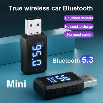 Automašīnas Bluetooth 5.3 FM Raidītājs Uztvērējs Brīvroku Zvanu Mini USB Bezvadu Adapteri Auto Audio ar LED Displeju Automašīnas FM Radio