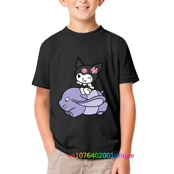 Bērniem Kawaii-s Kuromi-s Tees Modes Zēns, Vasaras Meitene Drēbes Anime Multfilmas Bērniem, Tīra Hello Kitty-s T-Krekls Ikdienas Valkāšanai 7-11