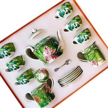 Ekvatoriālā džungļu Kaula porcelāna Kafijas Drinkware Set Eiropas Pēcpusdienas Tējas Tase Un Apakštase set Home (sākuma Kāzu