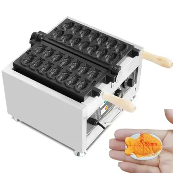 Elektriskā 14pcs Tirdzniecības Mini Zivju Formas Vafeļu Maker Mazo Taiyaki Panna Kūka Mašīna Taiyaki Maker Mašīna Pan Aprīkojums 110V