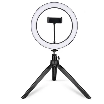 Fotogrāfija LED Selfie Gredzenu Gaismas Intensitāti Kameras Tālrunis Gredzens Luktura 10inch ar Galda Statīvi, Lai Grims Video Live Studio