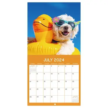 Fun Dog Ikmēneša Sienas Kalendārs 2024. Gadam Smieklīgi Hangable Papīra Kalendāru, Kas Mājās Dzīvo Jamo Istabu Guļamistaba Jauno Gadu Dekori