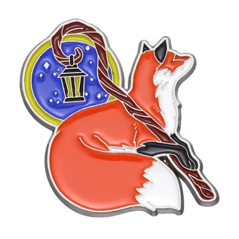 Karikatūra Dzīvnieku Red Fox Emaljas Adatas Radošo Burvju Scepteri Piespraudes Soma Atloks, Nozīmītes Modes Rotaslietas Dāvanu Bērniem Draugiem