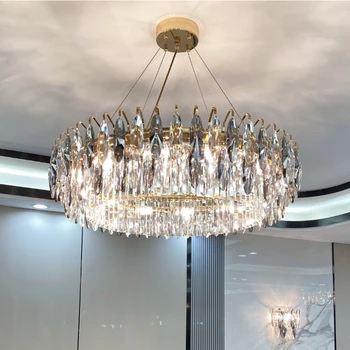 LED Mūsdienu Skaidrs,&Grey Lapu Crystal Atmosfēras Griestu Lustra dekors Gaismas Mājas Dzīvojamā Istaba Dinning Room Luksusa Lampen