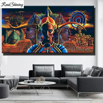 Lielā Ēģiptes Karalienes Dimanta Glezniecības Portreta Dievs Pilnu Kvadrātveida kārtas Urbt Mozaīkas Dzīvojamā Istaba Fona 3D Stereo Mākslas T238