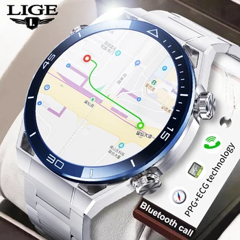 LIGE 2023 NFC EKG+PPG Bluetooth Zvanu Smartwatch GPS Tracker Kustības Aproce Fitnesa Par Huawei Pulksteņi Ultimate Smart Skatīties Vīrieši