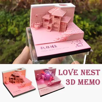 Mīlestība Ligzdas 3D Notepad Mini Mošeja Modeli Papīra Griešanai Lapiņas Zīmējumu Dekorēšanas Piederumi Biroja Papīrs Burtnīcas Piezīmes Mākslas N5N4