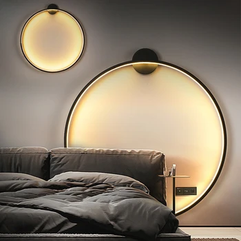 Nordic Light Luksusa Minimālisma Dizaineru Lokā Bedhead Sienas Lampas Guļamistabas, Dzīvojamā Istaba Vestibilā Apdare Apgaismojums Hotel Fona