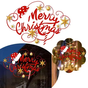 Priecīgus Ziemassvētkus Sienas Uzlīmes, Santa Claus Vainags Modelis Ziemassvētki Istabas Loga Sienas Jaunais Gads Stikla pašlīmējošās Uzlīmes Mājas Dekoru