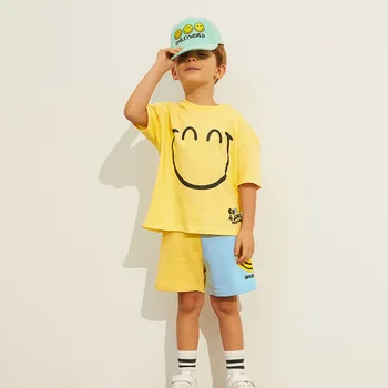 Puiku Vasara Casual Apģērbu Komplekti 2023. Gadam Bērni Jauns Īsām Piedurknēm T Krekls + Vaļīgas Bikses, 2gab Kostīmi, Bērnu Tracksuit Tērpiem
