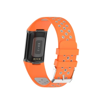 Siksna Watchband Par Fitbit Maksa 6 5 Smart Skatīties Divu Krāsu Sporta Metāla Sprādzes Dizainu Rokas Joslā Premium Silikona