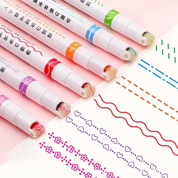 Smieklīgi, Dubultā Līnijas Modelis Kontūra Marķieri, Pildspalvas Puses, Kopēt Kontu Multi-krāsainu Līkne Pildspalva Ātri Sausas Zīme Norāda, Krāsošana Atzīmētājs