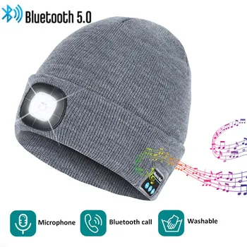 Sporta LED Bluetooth Cepuri Bezvadu Stereo Mūzikas Austiņas Āra Silta Komfortabla Cepure ar Mikrofonu Austiņas Uzlādējamas