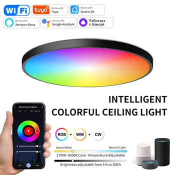 Tuya WiFi Smart LED Griestu Gaismas 220V RGB Intensitāti Griestu Lampa Strādā Ar Alexa, Google Mājās Dzīvojamā Istabā, Guļamistabā, Mājas Dekoru
