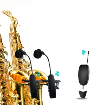UHF Bezvadu Instrumenti, Saksofons Mikrofons Bezvadu Uztvērējs, Raidītājs, Lai Bazūnes Posmā Klipu par Mūzikas Instrumentiem