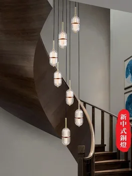 Villa Kāpnes Ilgi Lustra Jaunu Ķīniešu Stilā Kāpņu Gaismas Duplex Ēka Tukša Rotējošo Kāpnes, Lustras