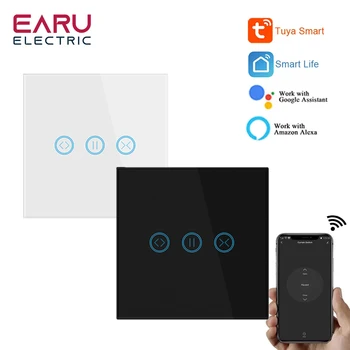 WiFi Smart Taimeris Stikla Sienas Touch Aizkaru Maiņa Kontrolieris Rullo žalūziju Elektromotoru TUYA Smart Dzīves Google Home Alexa