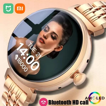 Xiami Mijia 1.04 collu AMOLED Vienmēr Ekrānu Smartwatch Modes Sieviešu Bluetooth Zvanu Sirds ritma Monitors Smart Skatīties Dāmas